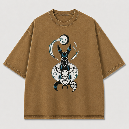 Moonlit Fox Spirit Duo Graphic Print Oversized Tee