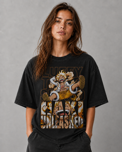 Oversized Streetwear Graphic Tee – Text-Cutout Silhouette Fill Print