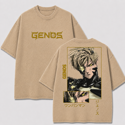 Oversized Streetwear Graphic Tee – Gold Tone Framed Portrait Print