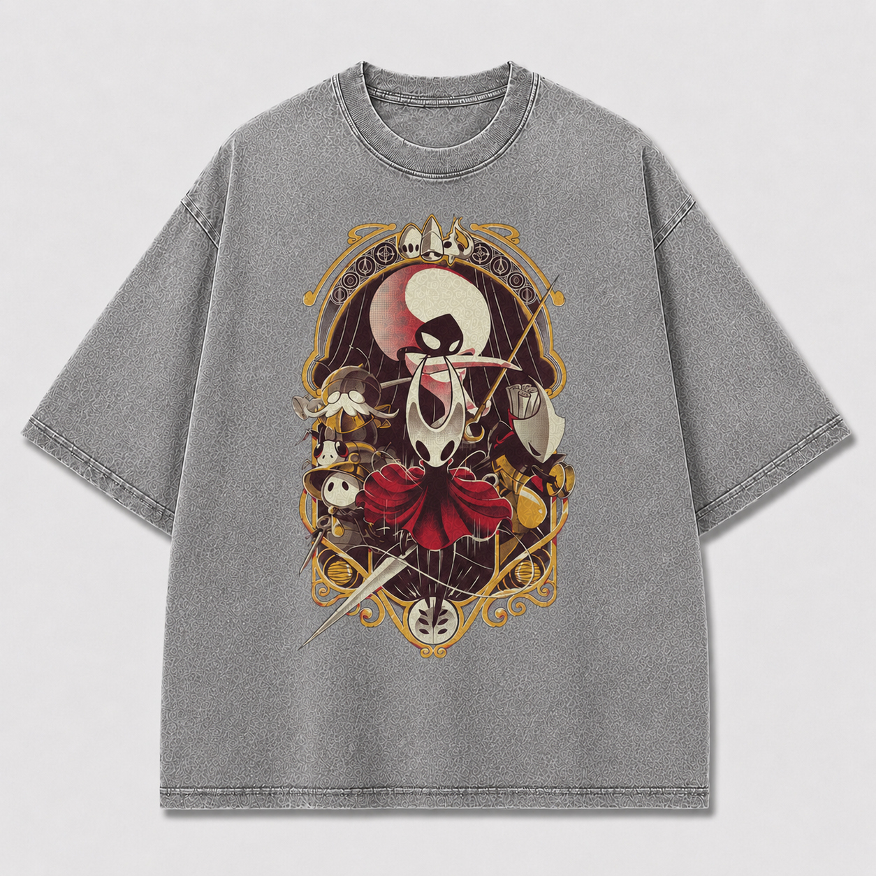 Ornate Frame Needle Warrior Graphic Print Oversized Tee