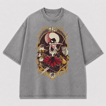 Ornate Frame Needle Warrior Graphic Print Oversized Tee