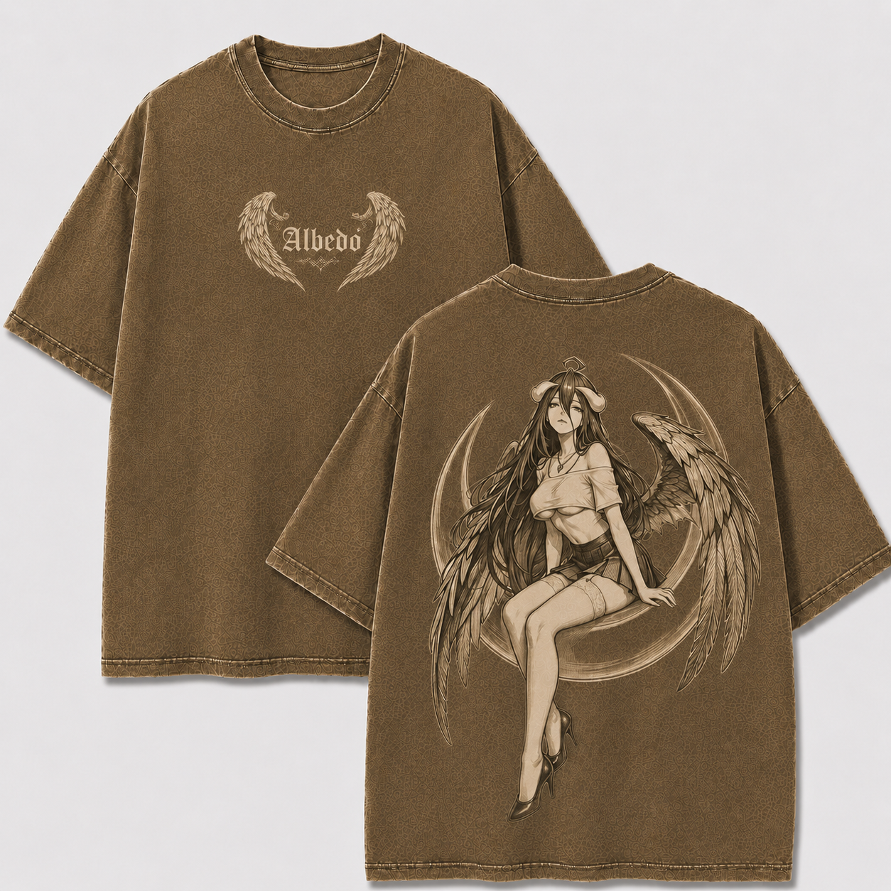 Crescent Moon Winged Guardian Vintage Washed Graphic Tee