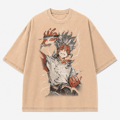 Oversized Shattered Glass Portrait Graphic Tee – Print Top