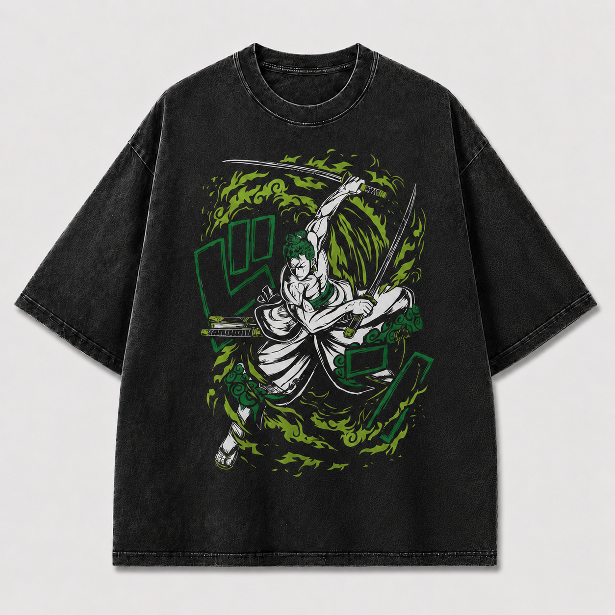 Oversized Graphic Print T-Shirt – Three-Blade Swordsman Streetwear Tee