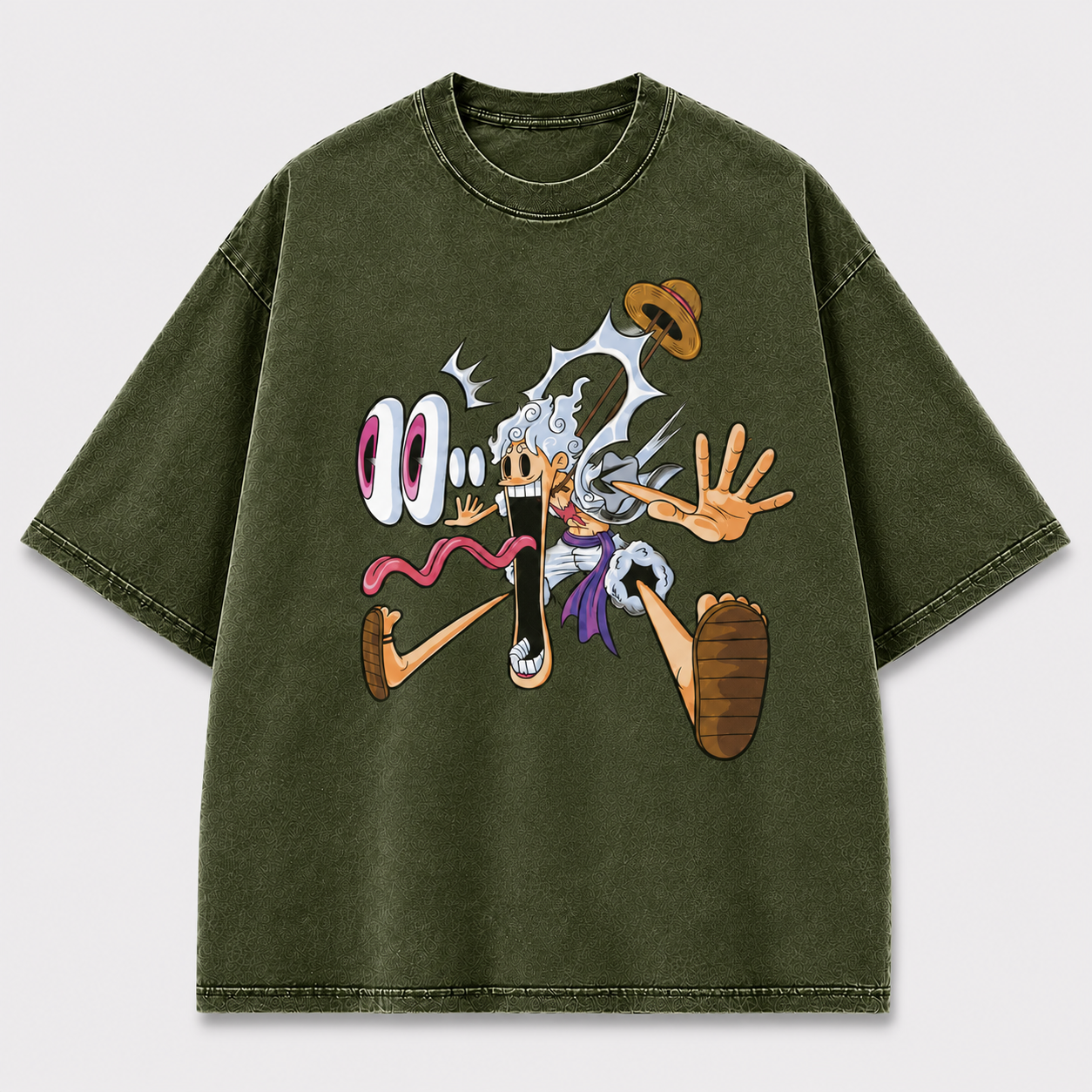 Oversized Streetwear Graphic Tee – Exaggerated Cartoon Stretch Print