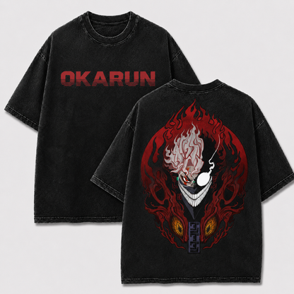 Oversized Streetwear Graphic Tee – Flaming Grin Skull Print