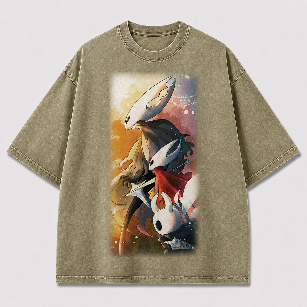 Hollow Mask Creatures Watercolor Graphic Print Oversized Tee