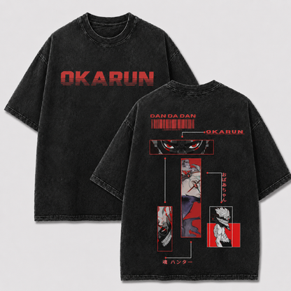 Oversized Streetwear Graphic Tee – Barcode Panel Character Print