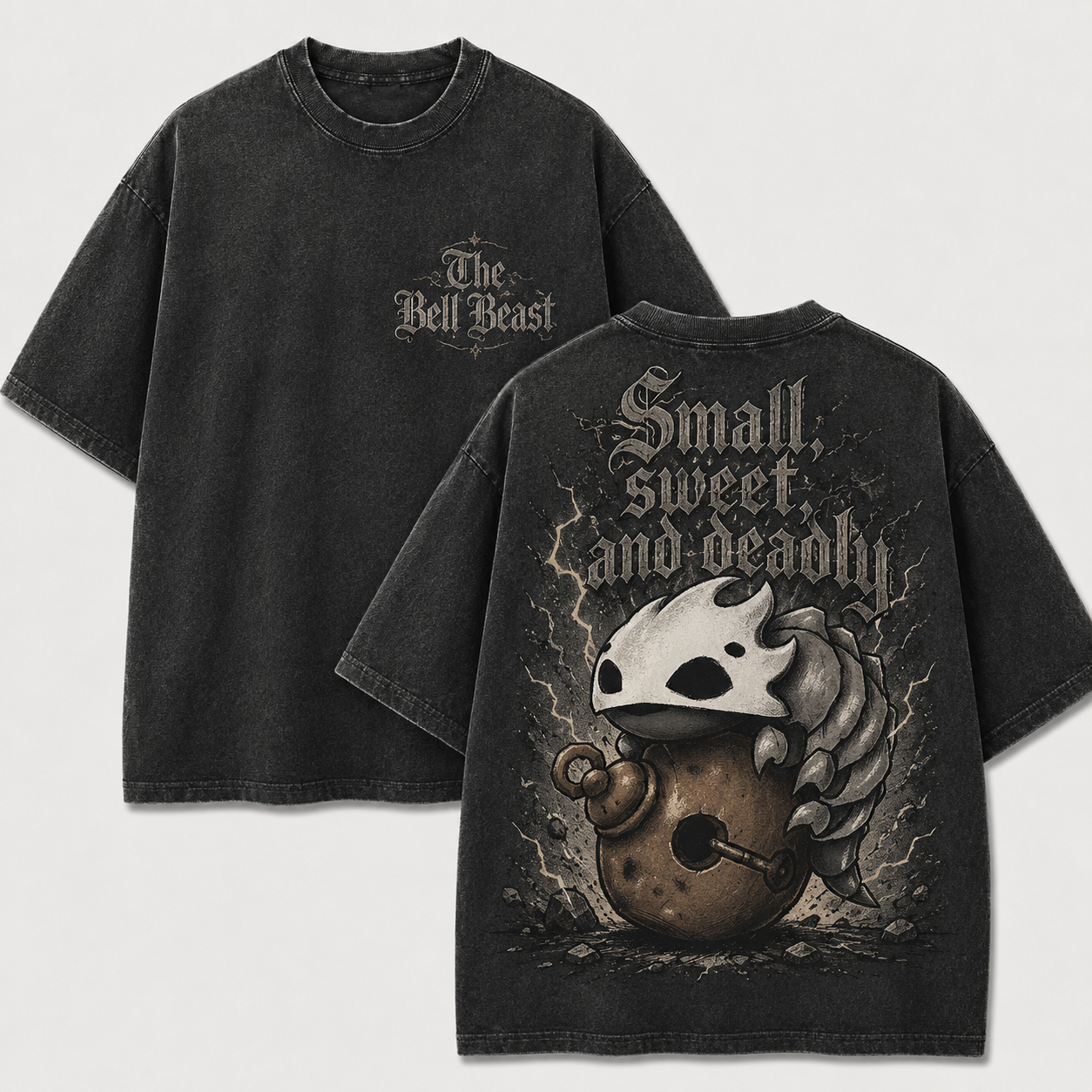Bell Beast Skull Creature Graphic Print Oversized Tee