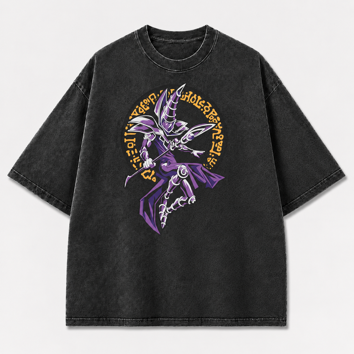 Oversized Dark Sorcerer Graphic Tee – Fantasy Circle Print Top