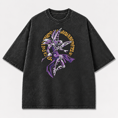 Oversized Dark Sorcerer Graphic Tee – Fantasy Circle Print Top