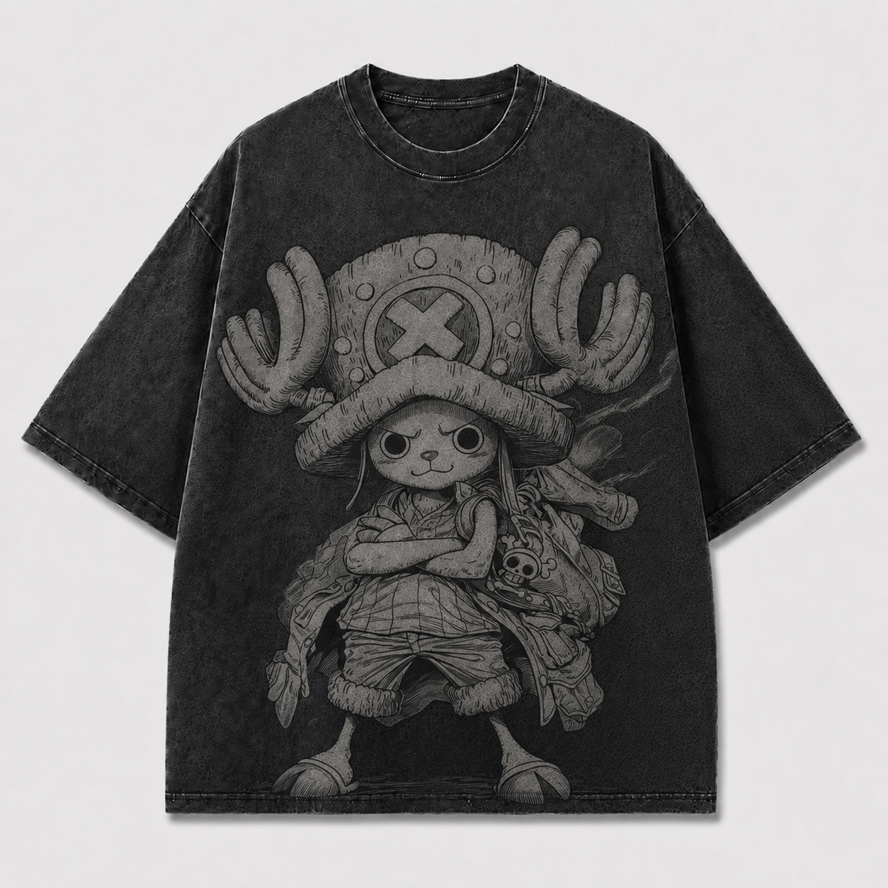 Oversized Streetwear Graphic Tee – Monochrome Antler Mascot Print