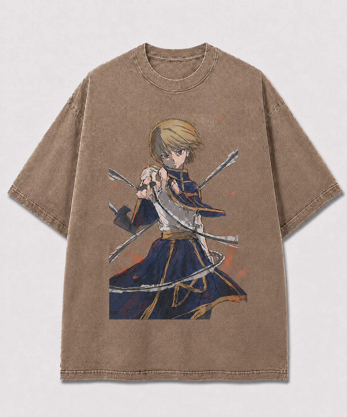 Oversized Chain Warrior Graphic Tee – Sketch Print Top