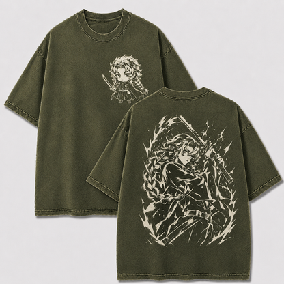 Braided Thunder Swordsman Vintage Washed Graphic Tee