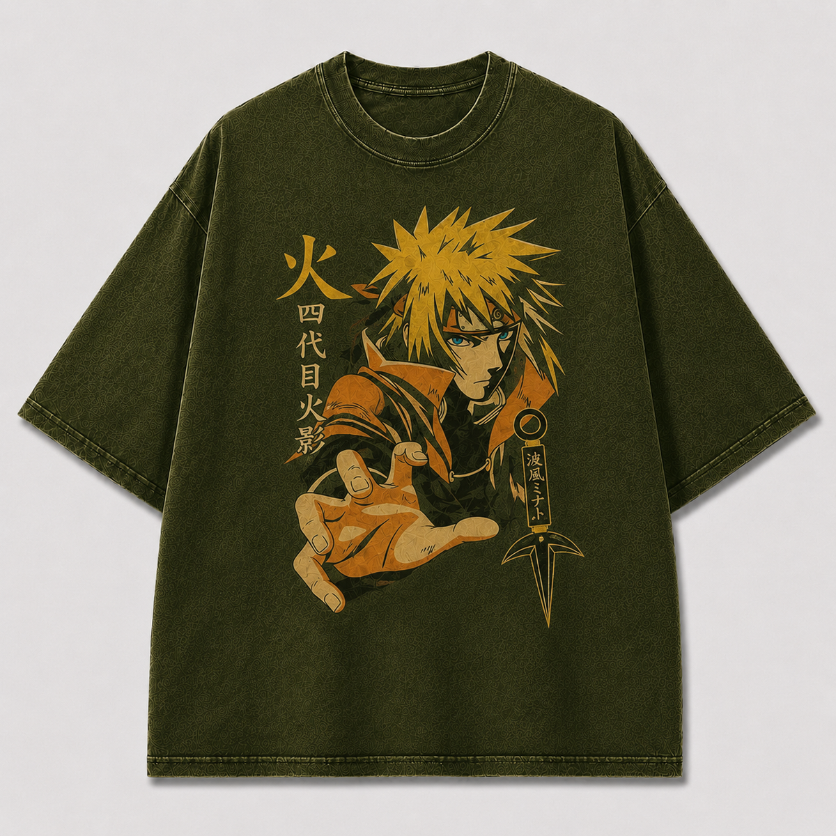 Oversized Streetwear Graphic Tee – Blade Charm Kanji Portrait Print