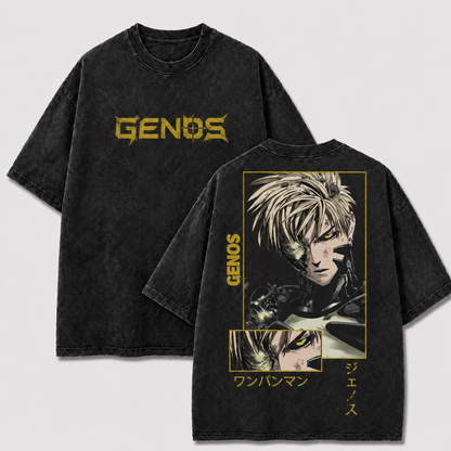 Oversized Streetwear Graphic Tee – Gold Tone Framed Portrait Print
