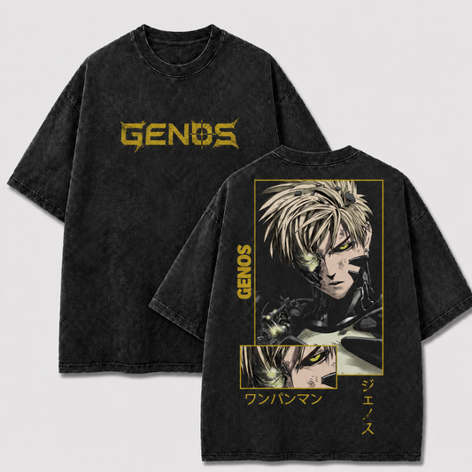 Oversized Streetwear Graphic Tee – Gold Tone Framed Portrait Print