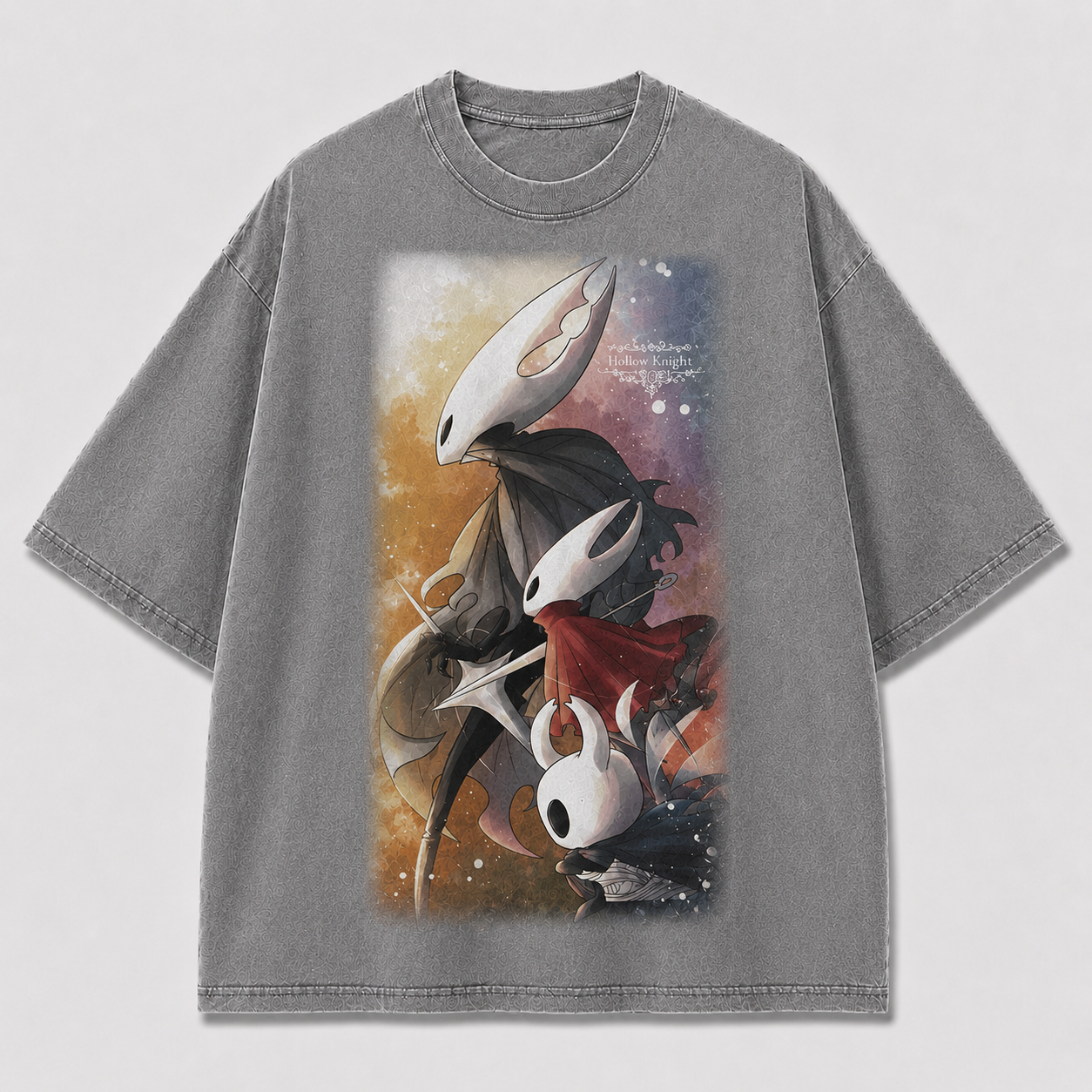 Hollow Mask Creatures Watercolor Graphic Print Oversized Tee