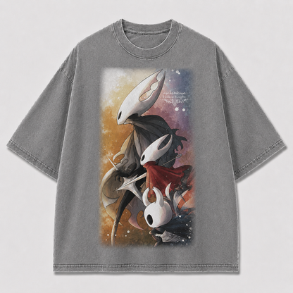 Hollow Mask Creatures Watercolor Graphic Print Oversized Tee