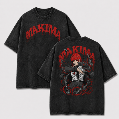 Oversized Streetwear Graphic Tee – Red Chain Character Print