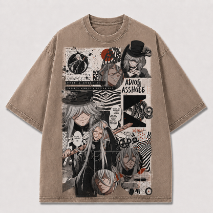 Oversized Gothic Collage Graphic Tee – Comic Panel Print Top
