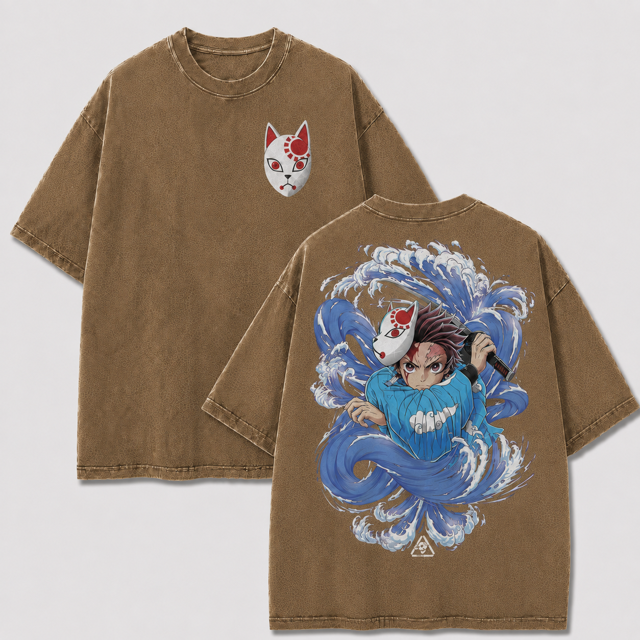 Fox Mask Water Swordsman Vintage Washed Graphic Tee