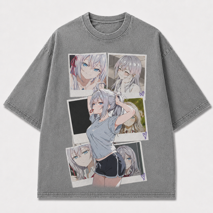 Oversized Graphic Print T-Shirt – Polaroid Waifu Streetwear Tee
