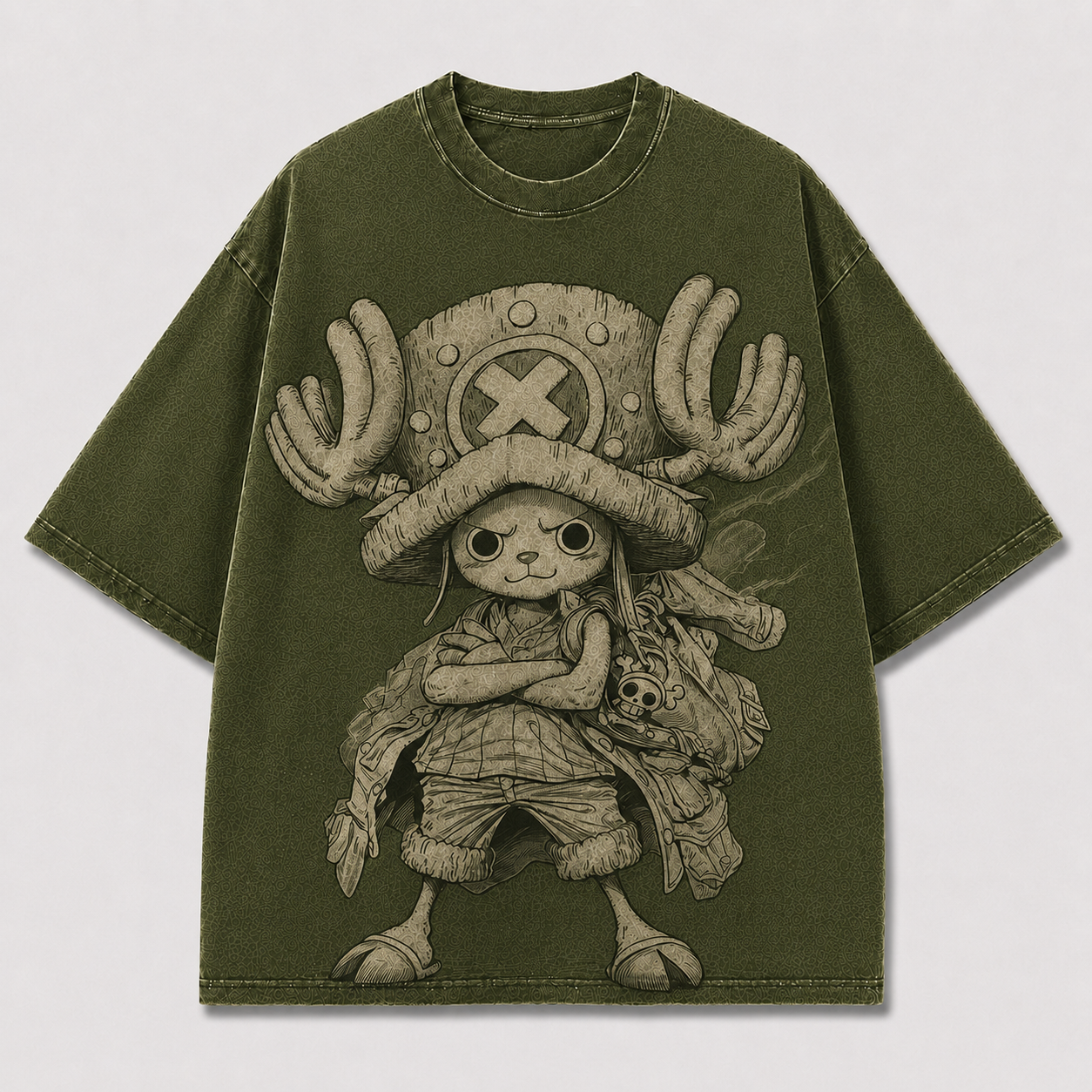 Oversized Streetwear Graphic Tee – Monochrome Antler Mascot Print