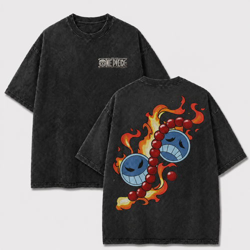 Oversized Streetwear Graphic Tee – Flaming Bead Bracelet Icon Print