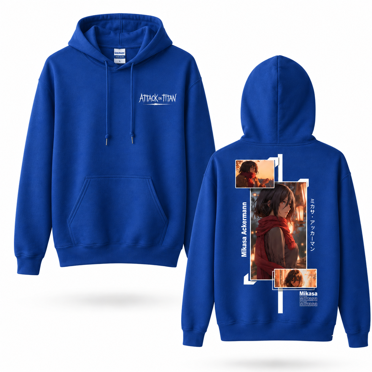 Red Scarf Female Warrior Manga Collage Hoodie