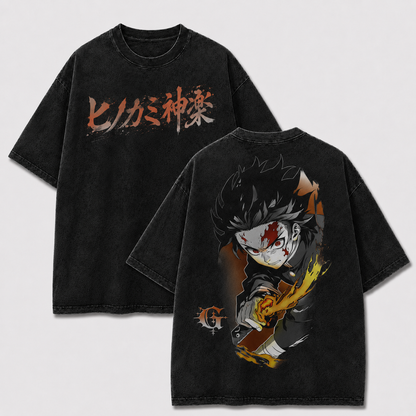 Scarred Flame Blade Warrior Vintage Washed Graphic Tee