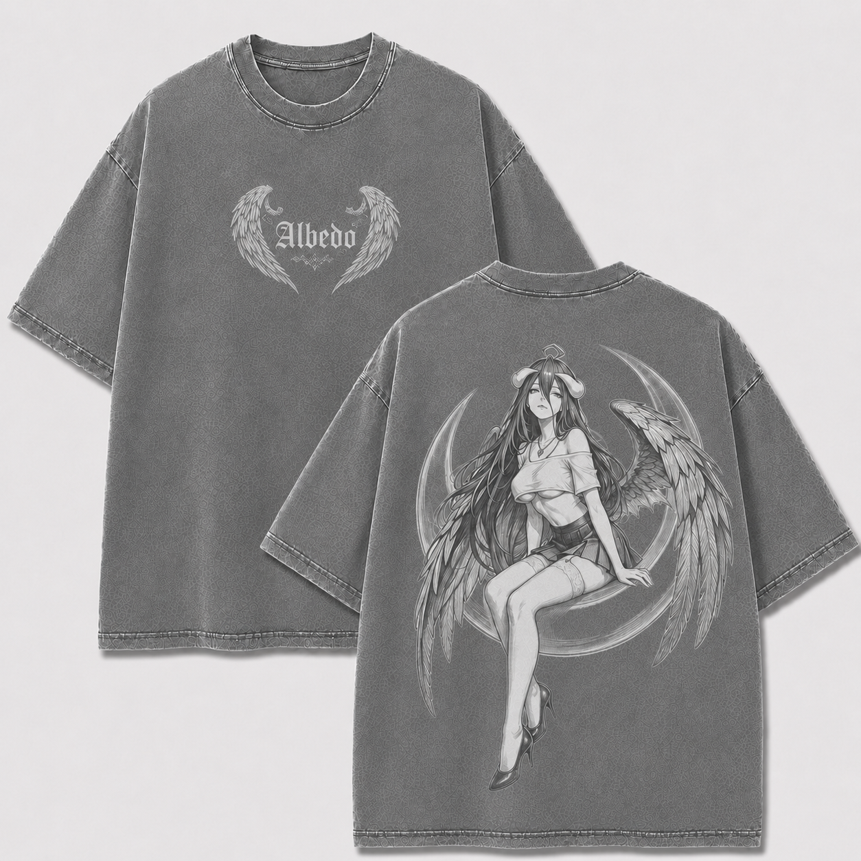 Crescent Moon Winged Guardian Vintage Washed Graphic Tee
