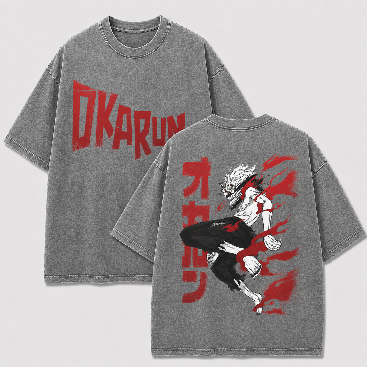 Oversized Streetwear Graphic Tee – Sprinting Flame Fighter Print