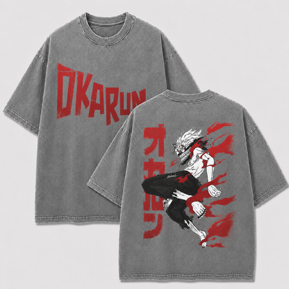 Oversized Streetwear Graphic Tee – Sprinting Flame Fighter Print