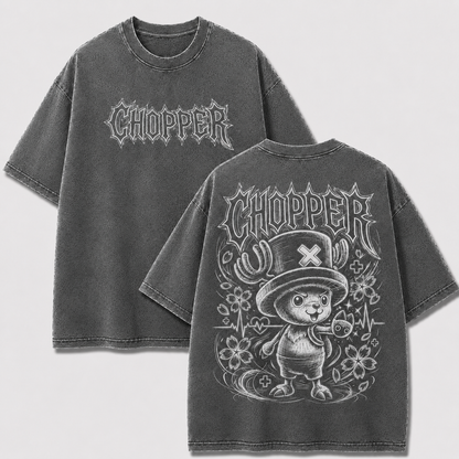 Oversized Streetwear Graphic Tee – Cherry Blossom Reindeer Print