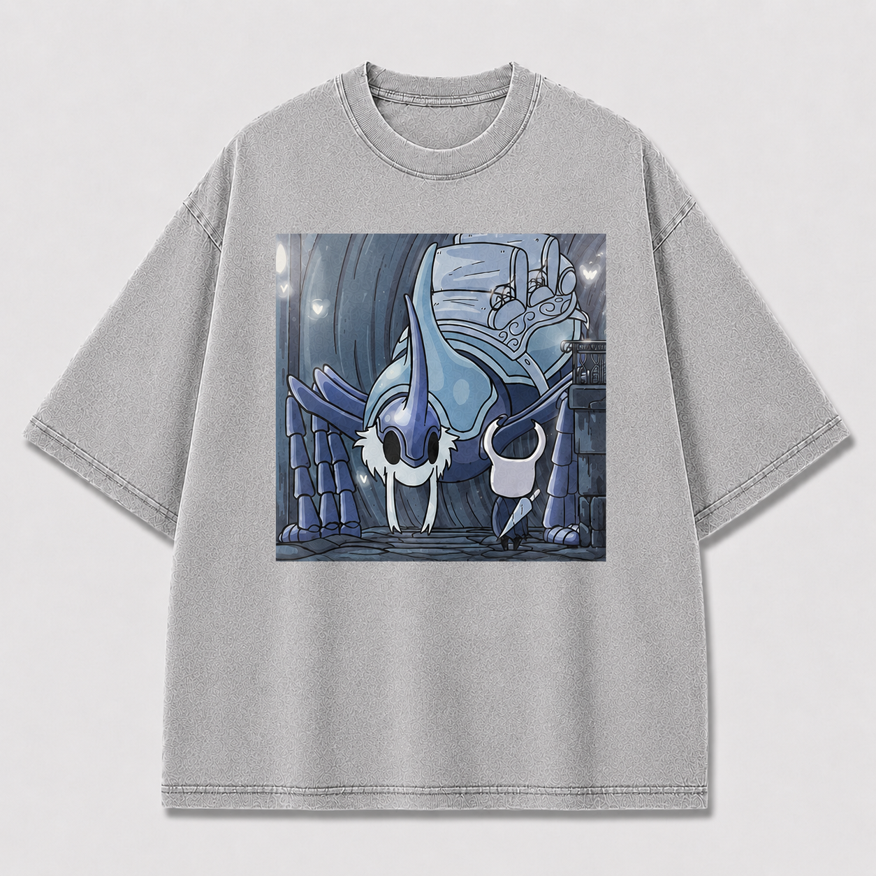 Blue Fanged Mask Creature Graphic Print Oversized Tee