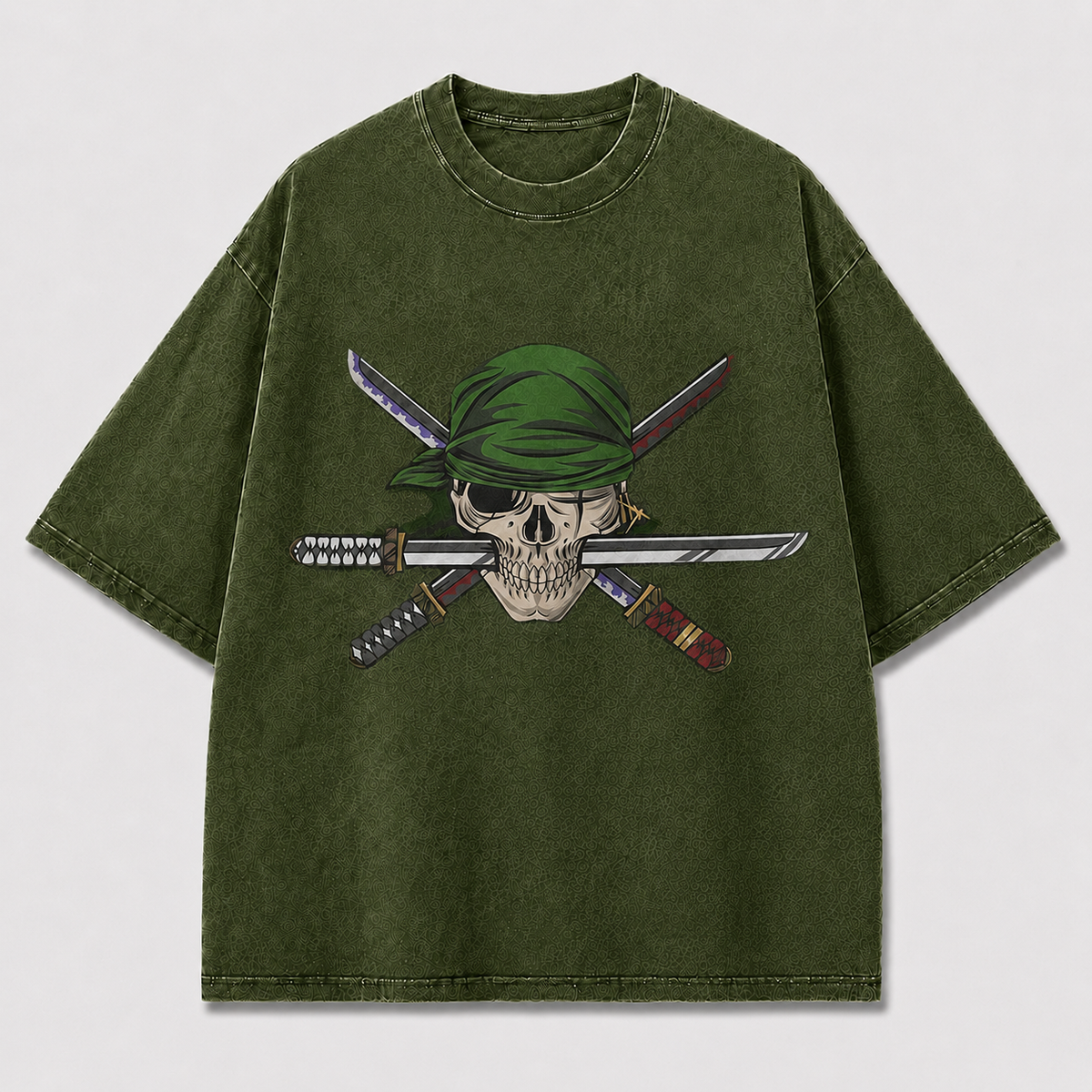 Oversized Graphic Print T-Shirt – Skull & Crossed Blades Streetwear Tee