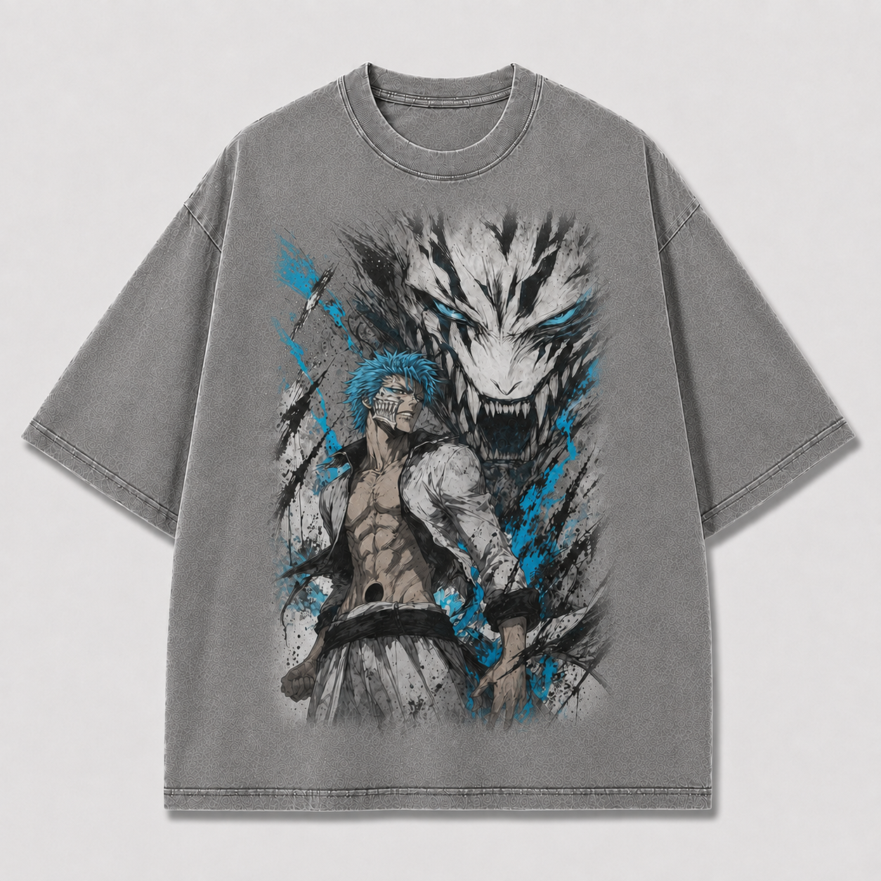 Oversized Streetwear Graphic Tee – Fanged Beast Shadow Print