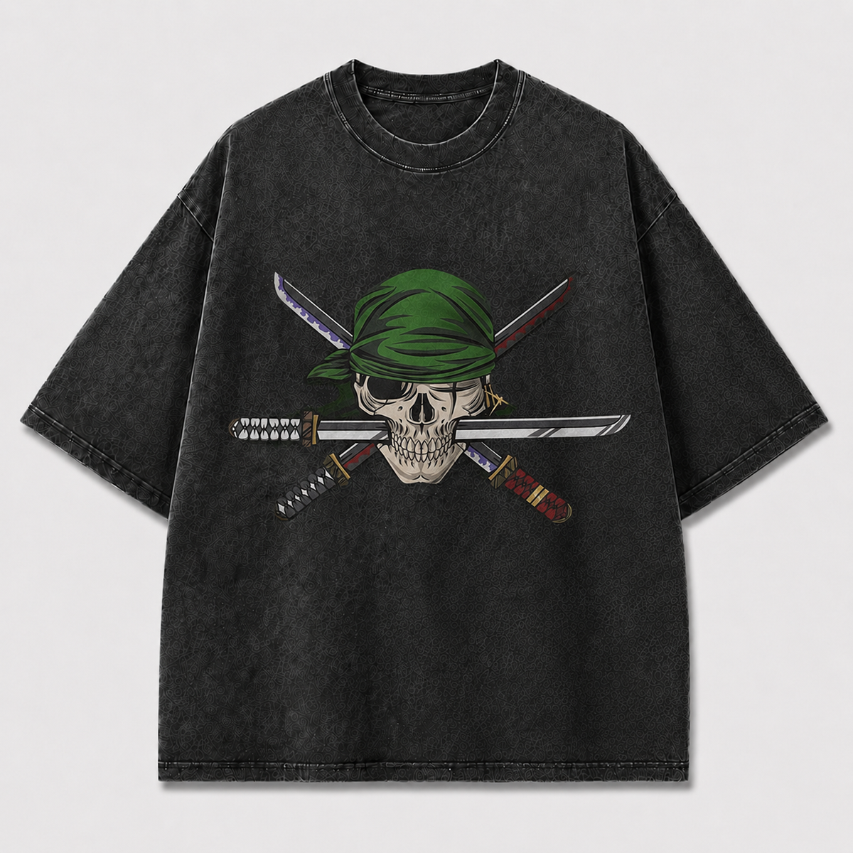Oversized Graphic Print T-Shirt – Skull & Crossed Blades Streetwear Tee