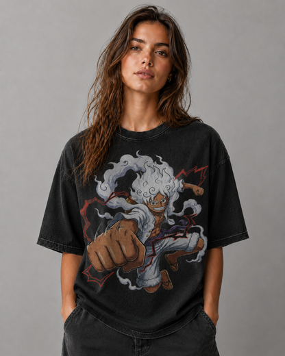 Oversized Streetwear Graphic Tee – Fluffy Cloud Hair Punch Print