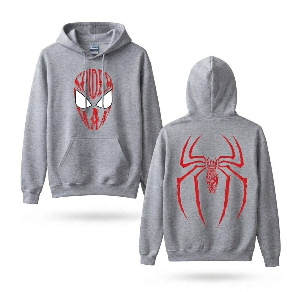 Red Spider Graphic Hoodie, Unisex Black Streetwear Pullover