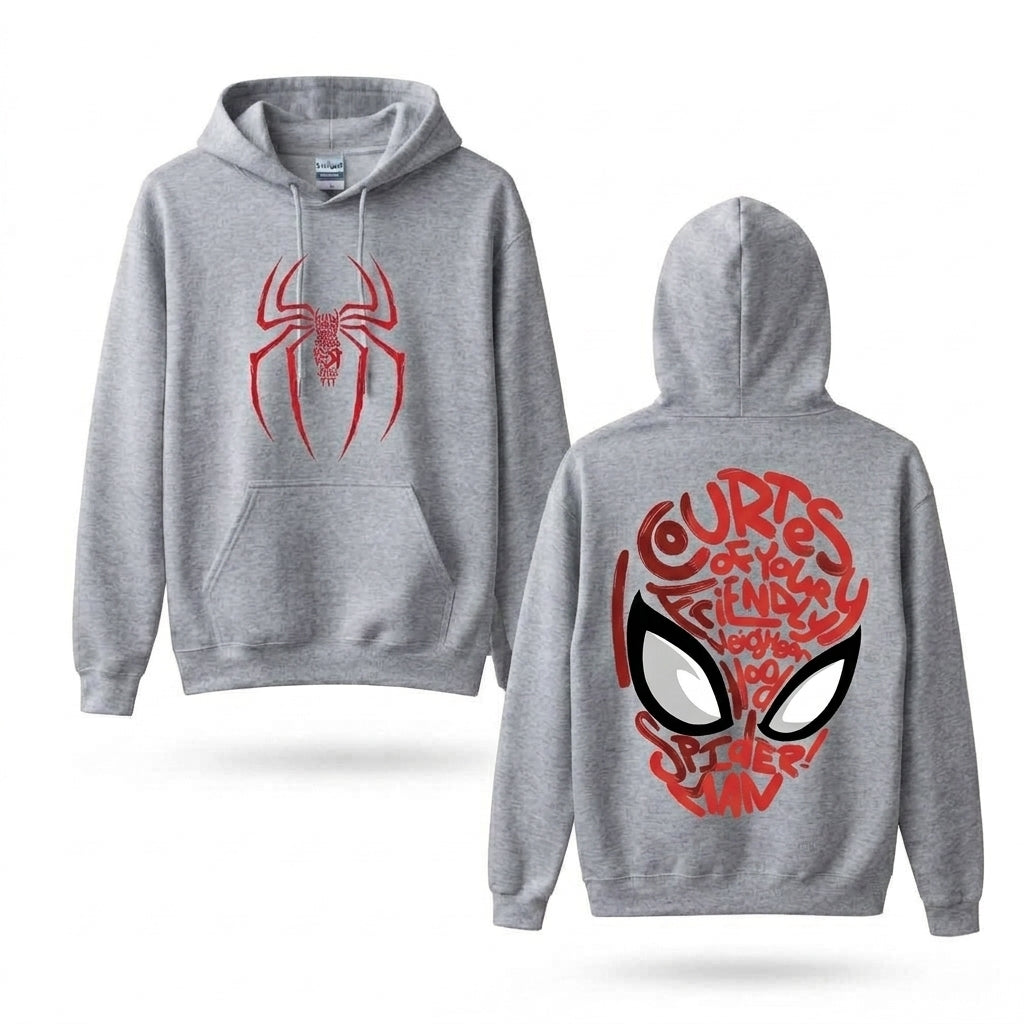 Red Web Symbol & Mask Graphic Hoodie
