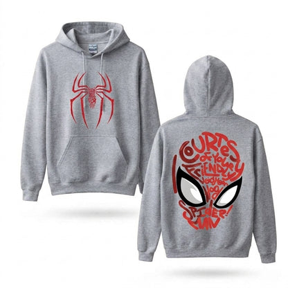 Red Web Symbol & Mask Graphic Hoodie