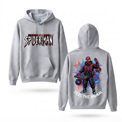 Masked Web DJ Soundwave Front & Back Graphic Hoodie