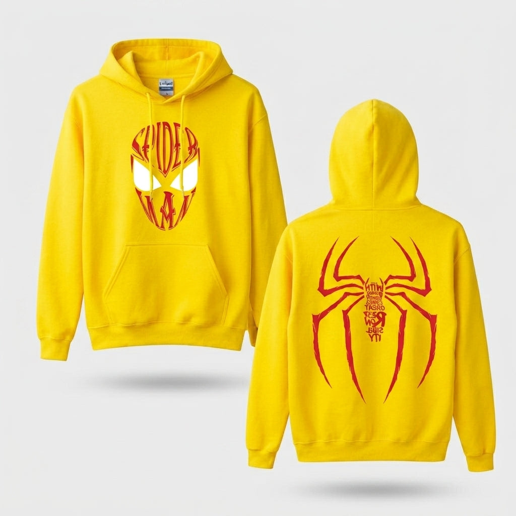 Red Spider Graphic Hoodie, Unisex Black Streetwear Pullover