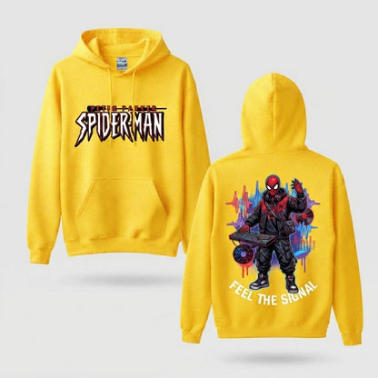 Masked Web DJ Soundwave Front & Back Graphic Hoodie