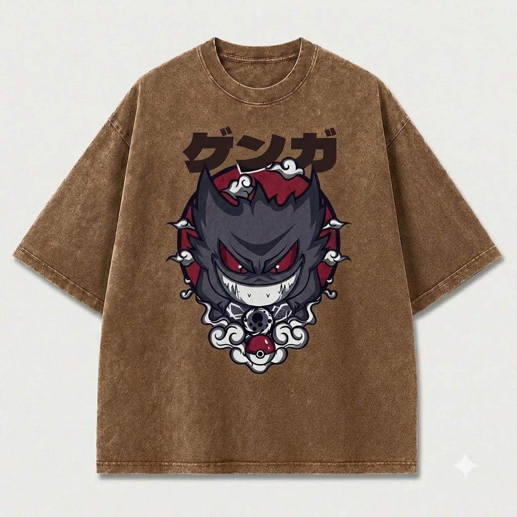 Grinning Shadow Creature Graphic Print Oversized Tee