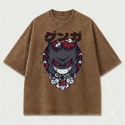 Grinning Shadow Creature Graphic Print Oversized Tee