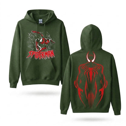 Crimson Web Warrior Front & Back Graphic Hoodie