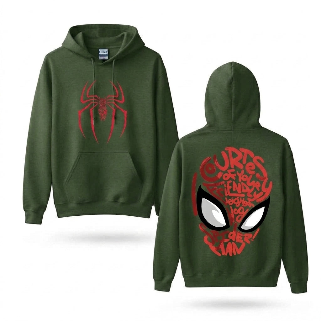 Red Web Symbol & Mask Graphic Hoodie
